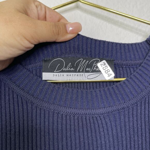 Dalia Macphee Dress Medium Midi Rib Sweater Nautical Spode Italy Print Pleated - Picture 3 of 10